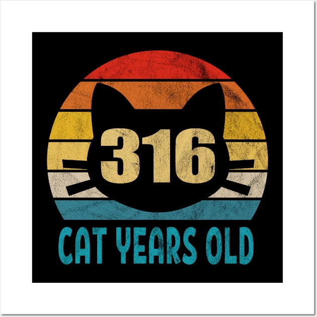 316 Cat Years Old Retro Style 75th Birthday Gift Cat Lovers Wall Art by Blink_Imprints10